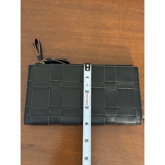 Leather wallet Made in India Soft Double Zippers Woven Double Snap NWT - Picture 8 of 9